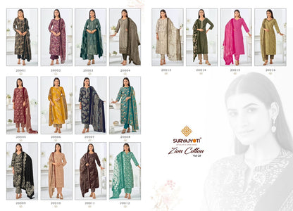 Zion Cotton Vol 20 Suryajyoti Pant Style Suits Supplier Gujarat
