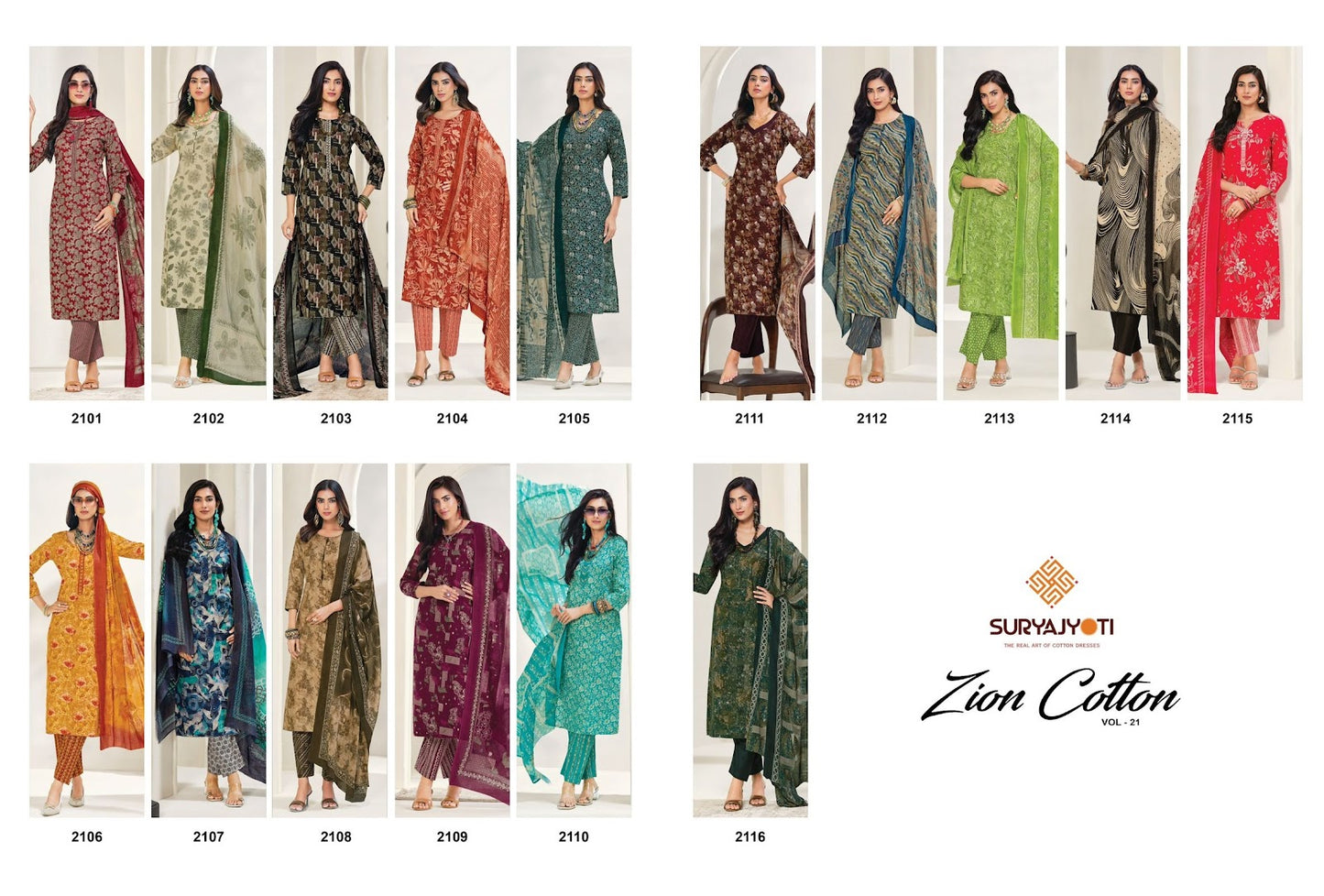 Zion Cotton Vol 21 Suryajyoti Pant Style Suits Exporter