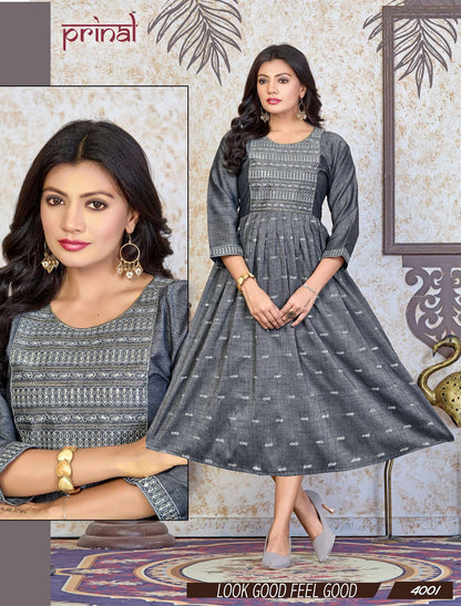 Zion Prinal Two Tone Rayon Anarkali Kurtis Wholesale