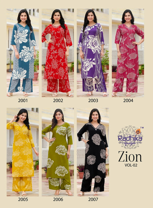 Zion Vol 2 Radhika Lifestyle Rayon 22Kg Co Ord Set Supplier Ahmedabad