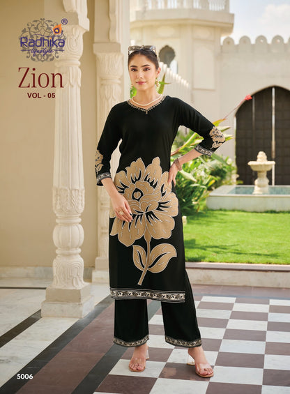 Zion Vol 5 Radhika Lifestyle Rayon 18Kg Kurti Plazzo Set Manufacturer India