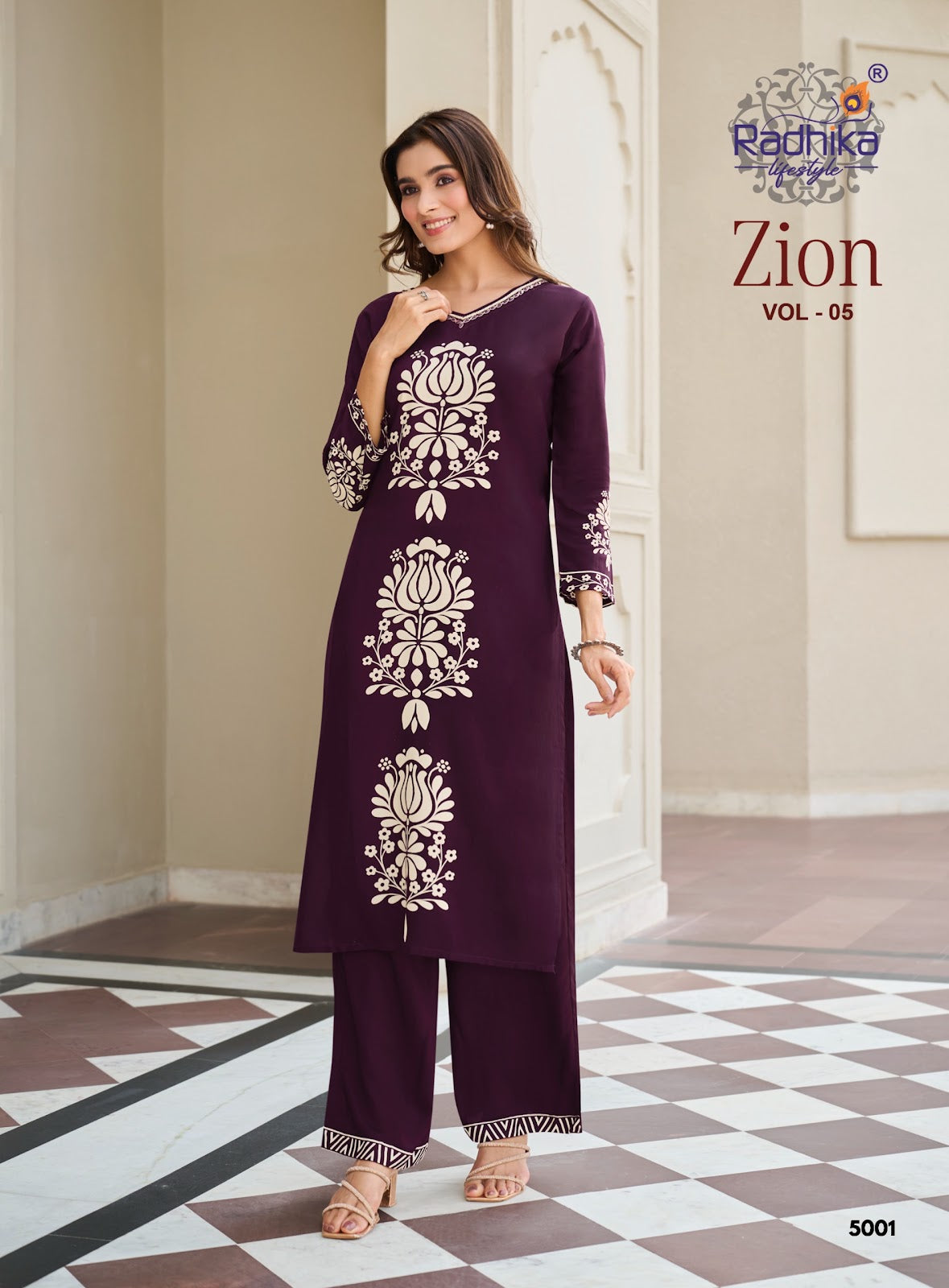 Zion Vol 5 Radhika Lifestyle Rayon 18Kg Kurti Plazzo Set Manufacturer India