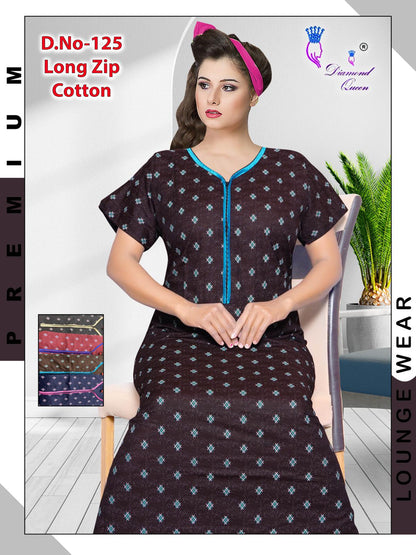 Zip Cotton Diamond Queen Night Gowns Manufacturer Ahmedabad