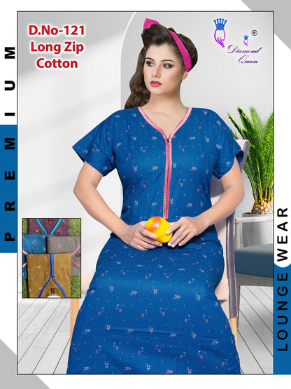 Zip Cotton Diamond Queen Night Gowns Manufacturer Ahmedabad