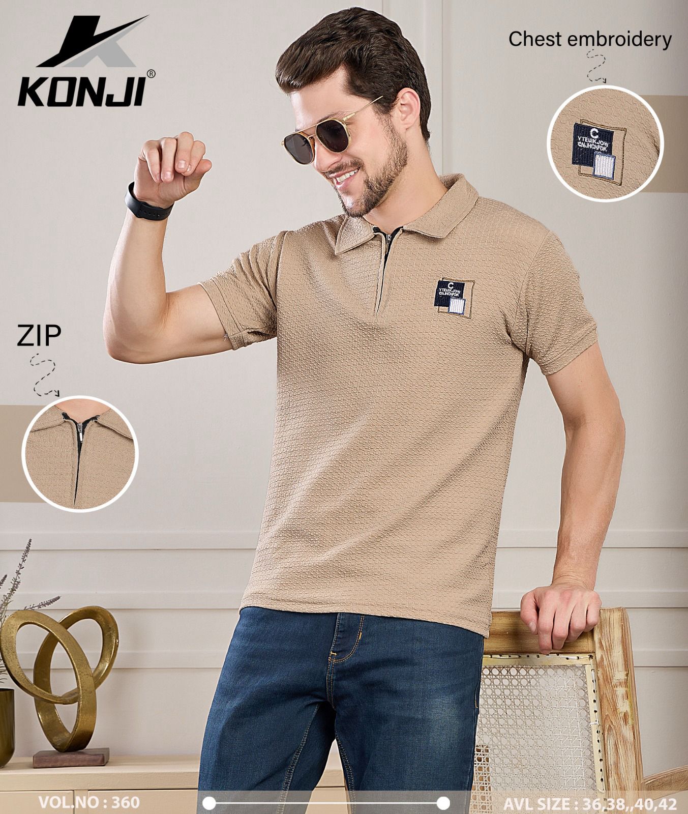 Zip Style Vol 360 Konji Knit Mens Tshirts Wholesale