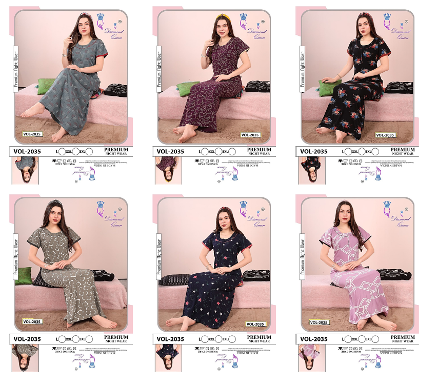 Zip Vol 2035 Diamond Queen Sinker Night Gowns Wholesale Rate