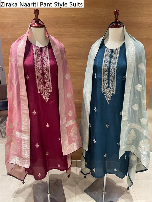 Ziraka Naariti Silk Pant Style Suits Manufacturer Ahmedabad