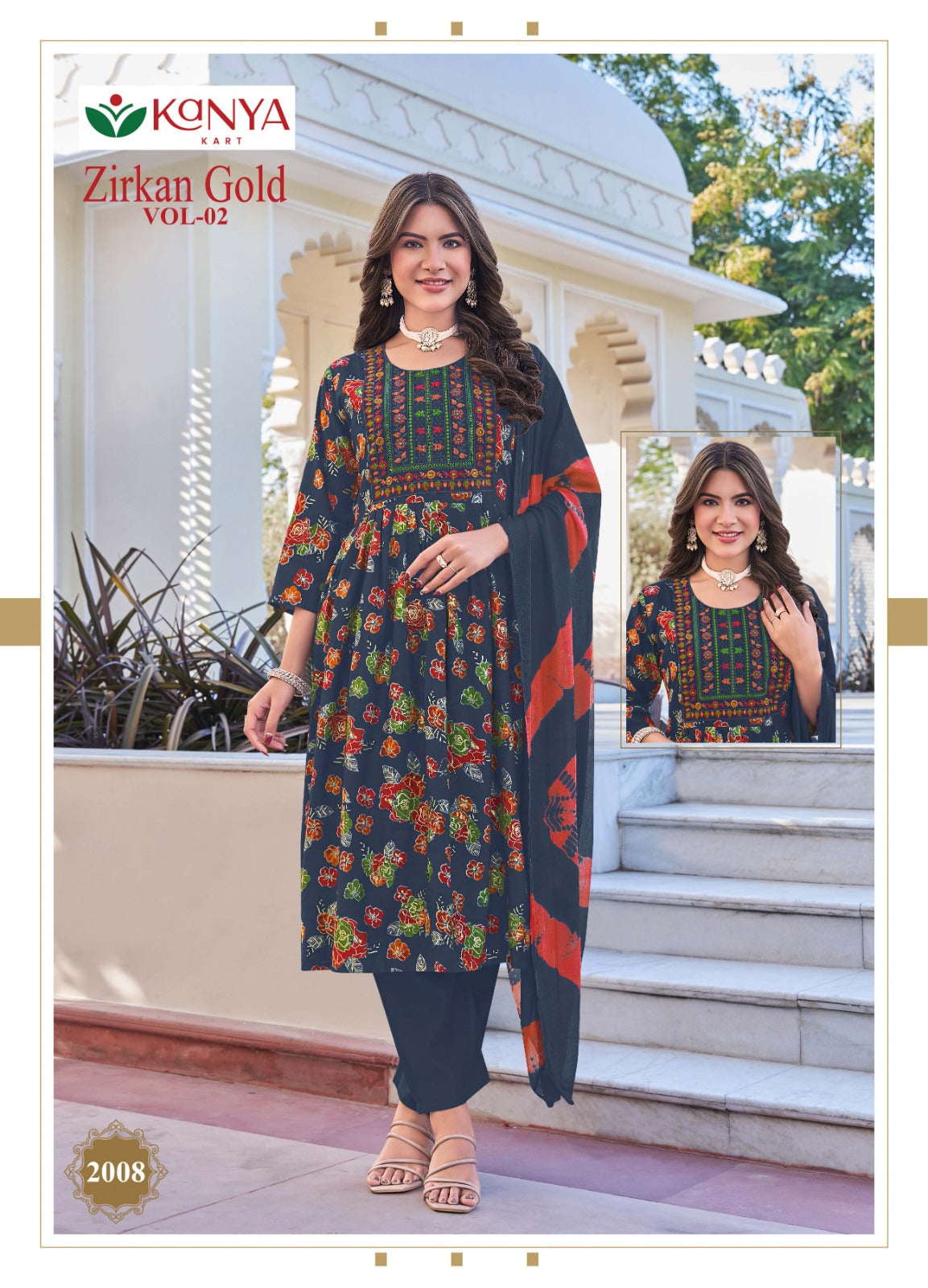 Zirkan Gold Vol 2 Kanya Kart Vertican Readymade Anarkali Suits Wholesaler