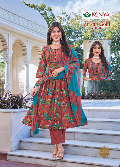 Zirkan Gold Vol 2 Kanya Kart Vertican Readymade Anarkali Suits Wholesaler