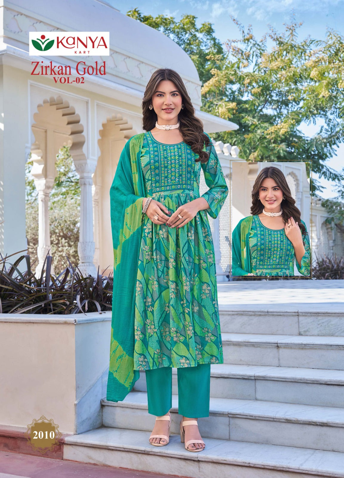 Zirkan Gold Vol 2 Kanya Kart Vertican Readymade Anarkali Suits Wholesaler