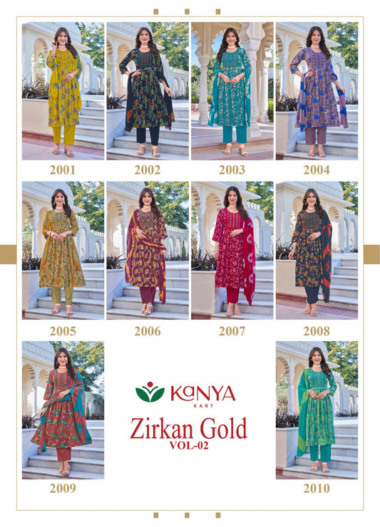 Zirkan Gold Vol 2 Kanya Kart Vertican Readymade Anarkali Suits Wholesaler