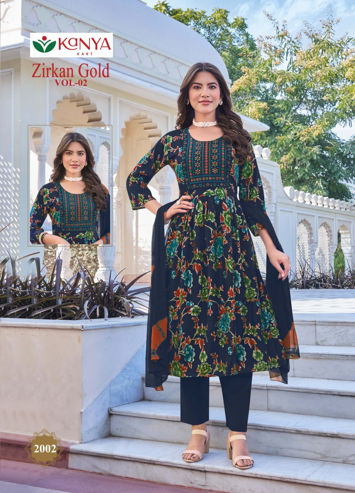 Zirkan Gold Vol 2 Kanya Kart Vertican Readymade Anarkali Suits Wholesaler