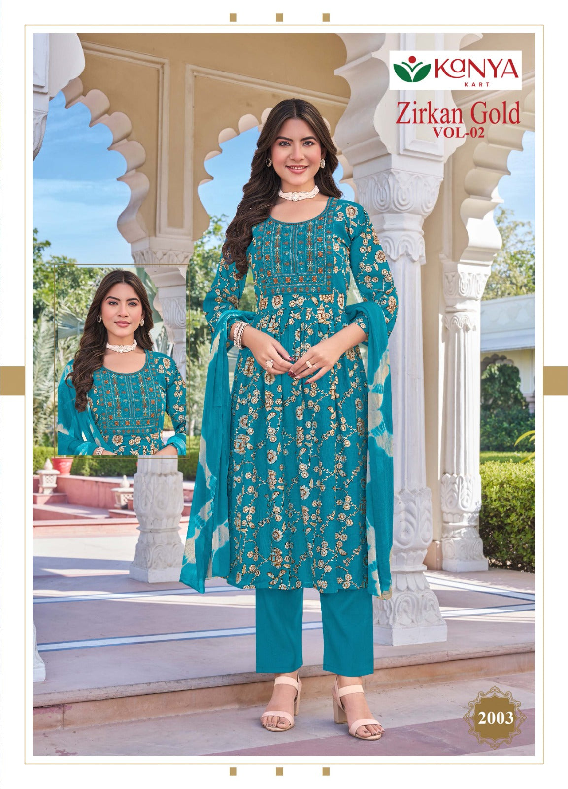 Zirkan Gold Vol 2 Kanya Kart Vertican Readymade Anarkali Suits Wholesaler