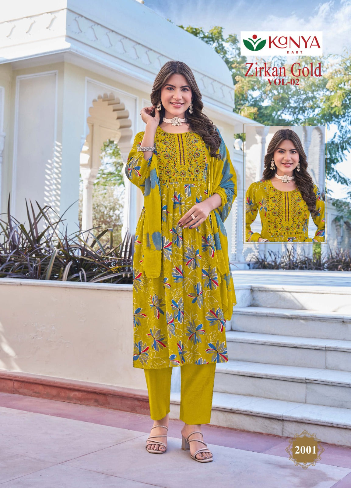 Zirkan Gold Vol 2 Kanya Kart Vertican Readymade Anarkali Suits Wholesaler