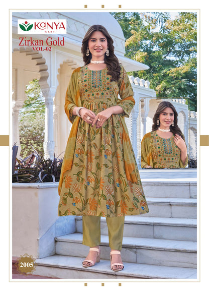 Zirkan Gold Vol 2 Kanya Kart Vertican Readymade Anarkali Suits Wholesaler
