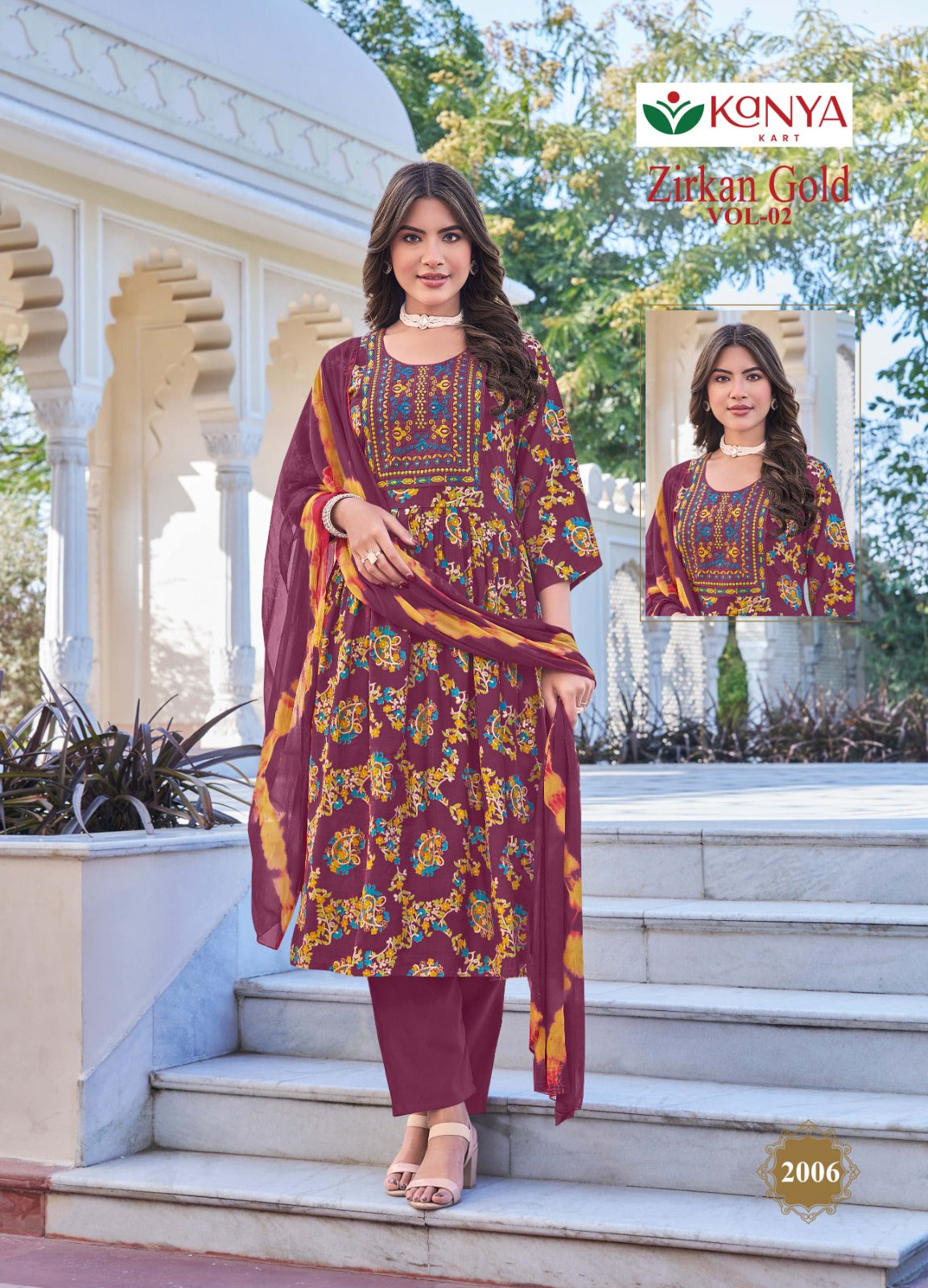 Zirkan Gold Vol 2 Kanya Kart Vertican Readymade Anarkali Suits Wholesaler