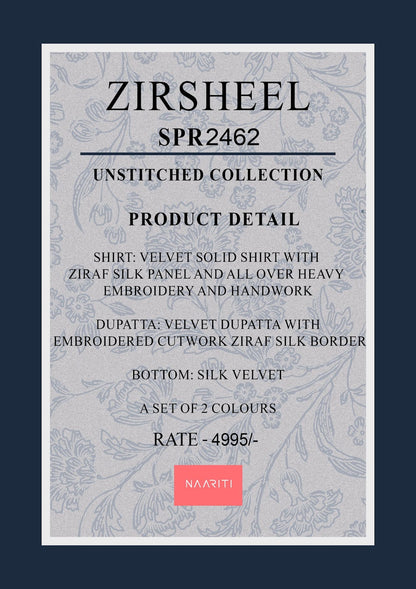 Zirsheel Naariti Velvet Suits Manufacturer