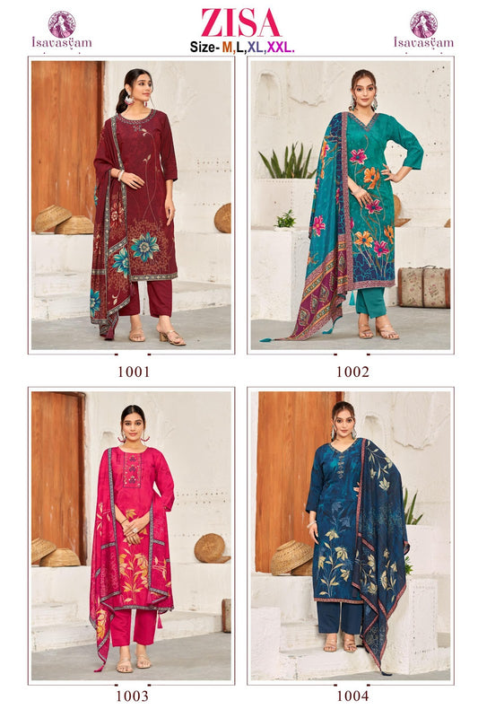 Zisa Isavasyam Roman Silk Readymade Pant Style Suits Exporter Gujarat