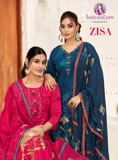 Zisa Isavasyam Roman Silk Readymade Pant Style Suits Exporter Gujarat
