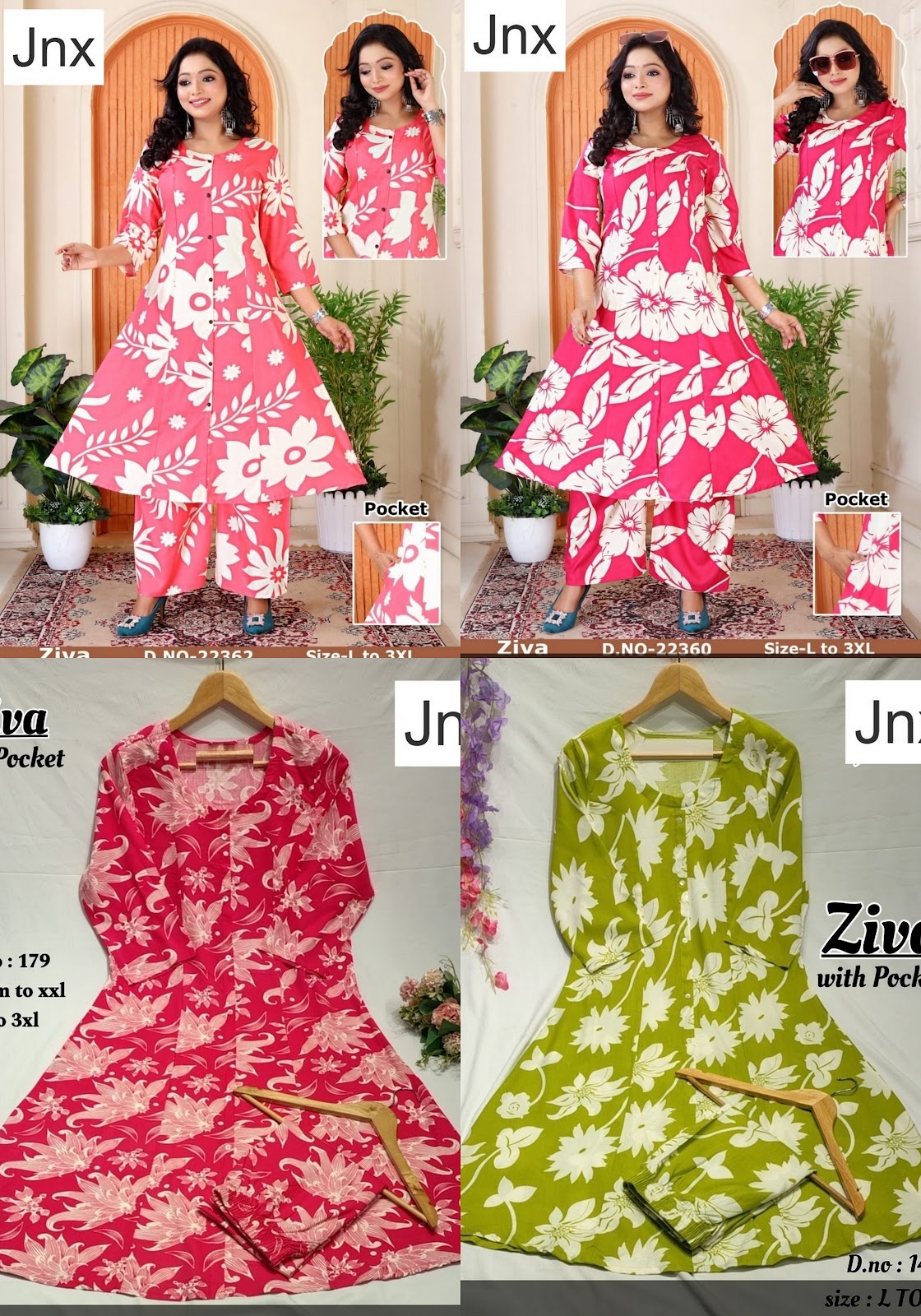 Ziva 0106 Jnx Kurti Plazzo Set Manufacturer