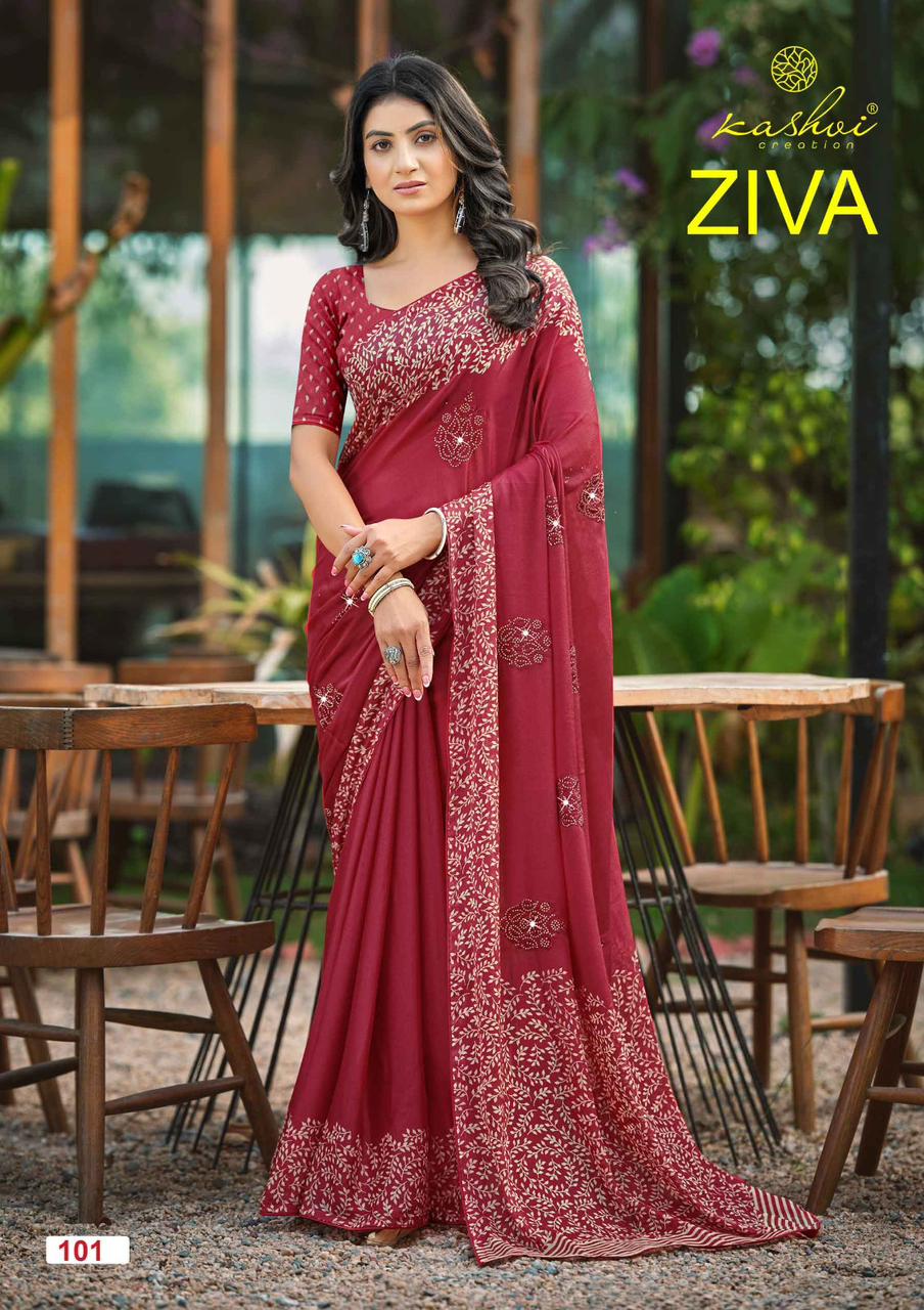 Ziva Kashvi Creation Georgette Sarees Wholesaler Ahmedabad