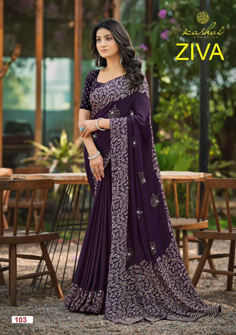 Ziva Kashvi Creation Georgette Sarees Wholesaler Ahmedabad
