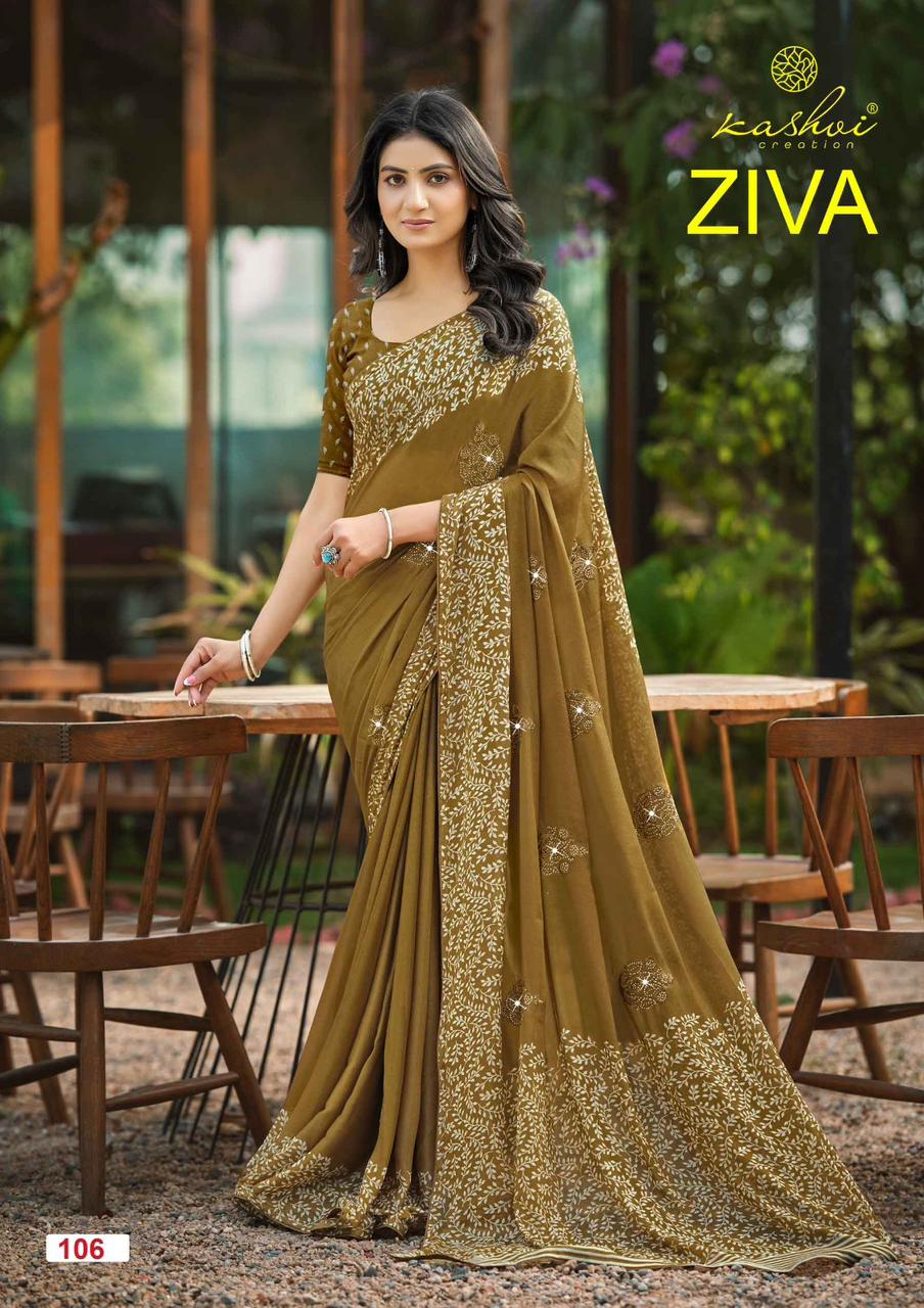 Ziva Kashvi Creation Georgette Sarees Wholesaler Ahmedabad