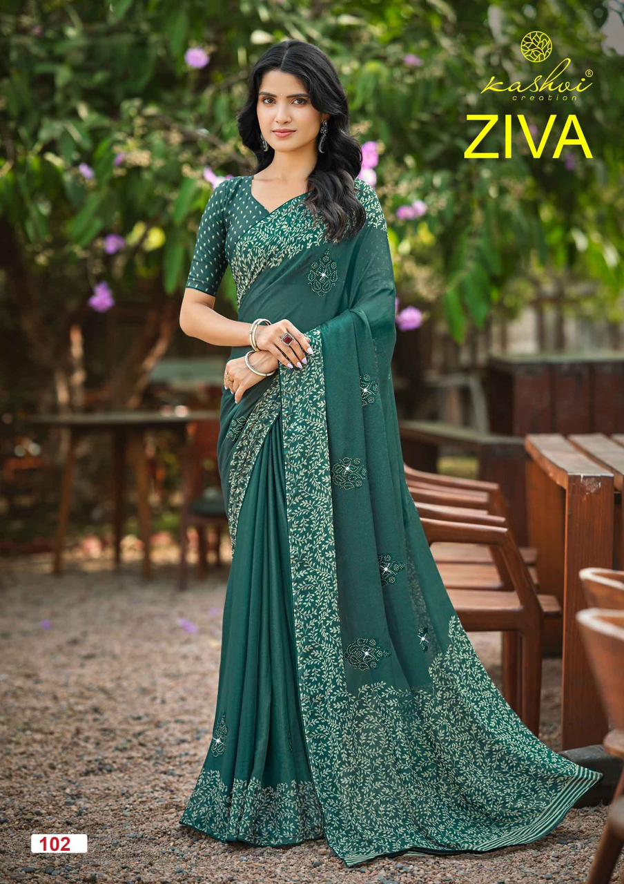 Ziva Kashvi Creation Georgette Sarees Wholesaler Ahmedabad