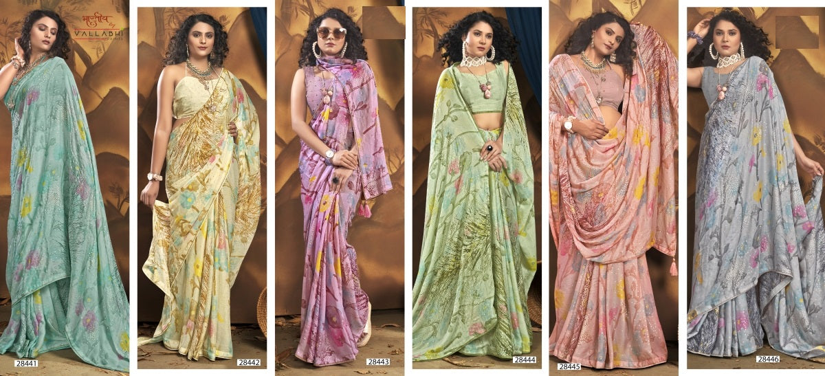 Ziva Vallabhi Prints Georgette Sarees Supplier Ahmedabad