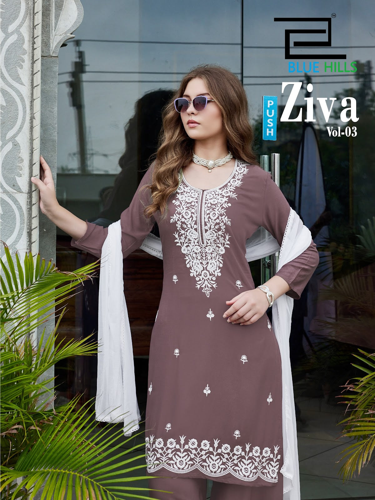 Ziva Vol 3 Blue Hills Rayon 14Kg Readymade Plazzo Style Suits Wholesale Rate