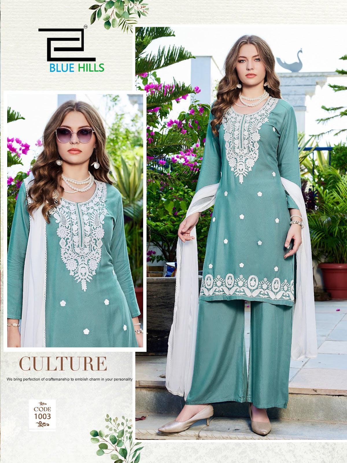 Ziva Vol 3 Blue Hills Rayon 14Kg Readymade Plazzo Style Suits Wholesale Rate
