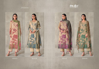 Zivanya Omtex Mal Chanderi Pant Style Suits Exporter