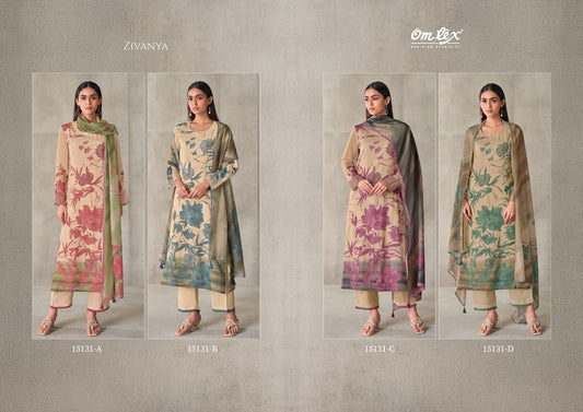 Zivanya Omtex Mal Chanderi Pant Style Suits Exporter