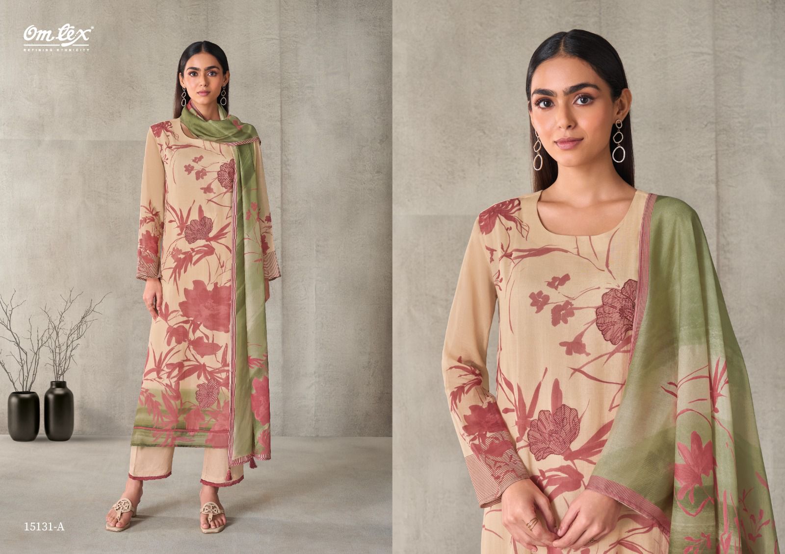 Zivanya Omtex Mal Chanderi Pant Style Suits Exporter