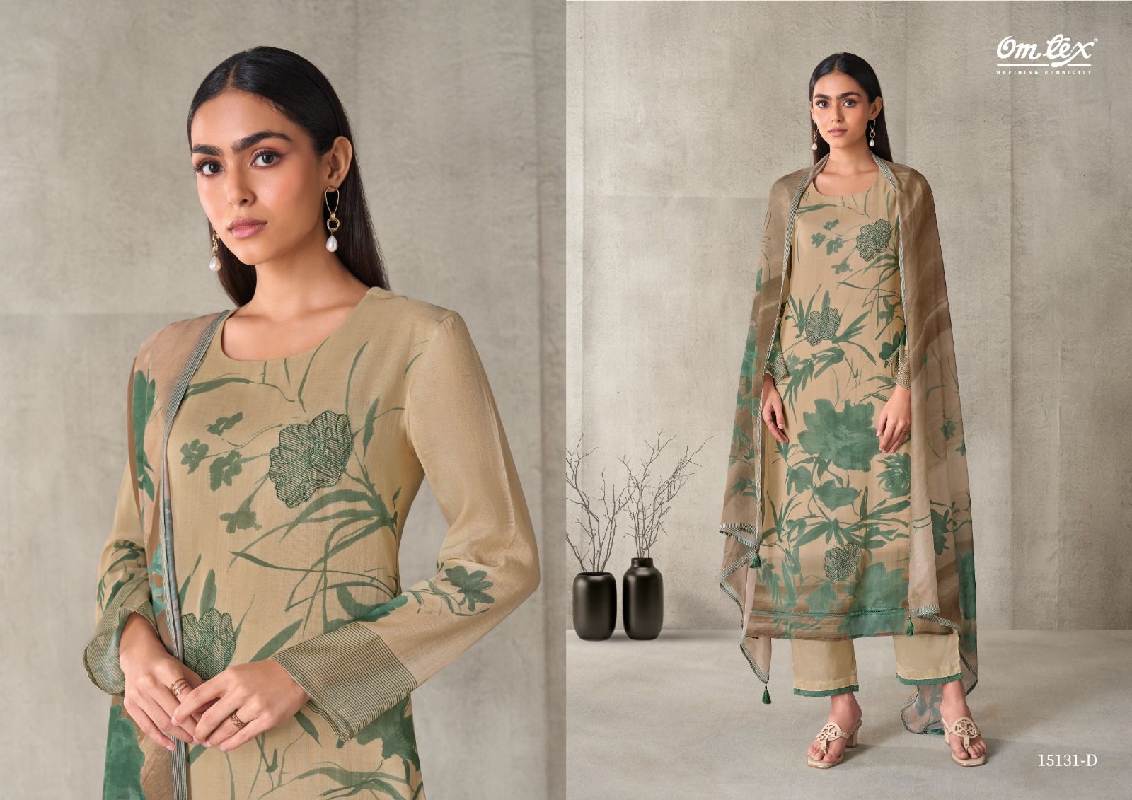 Zivanya Omtex Mal Chanderi Pant Style Suits Exporter