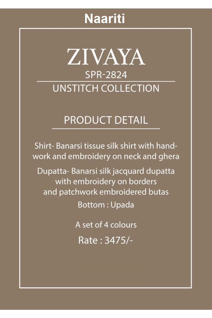 Zivaya 2824 Naariti Tissue Silk Pant Style Suits Exporter