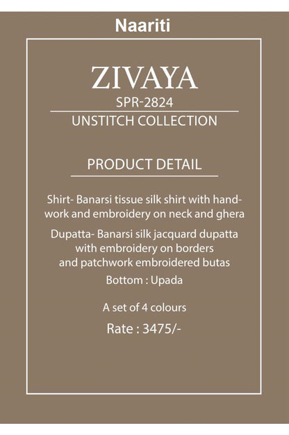 Zivaya 2824 Naariti Tissue Silk Pant Style Suits Exporter