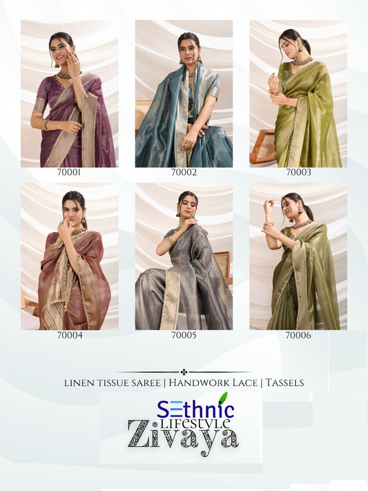 Zivaya 70001-70006 Sethnic Tissue Sarees Exporter