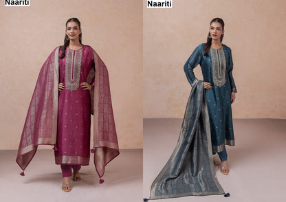 Zivnaar 2792 Naariti Silk Jacquard Pant Style Suits Wholesale Price