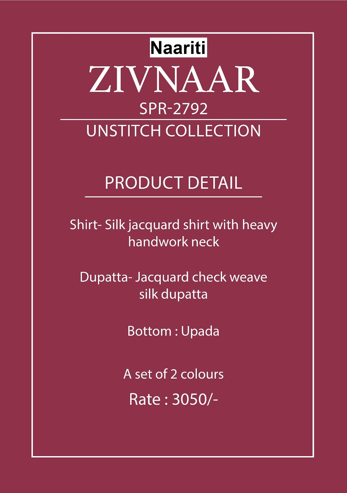 Zivnaar 2792 Naariti Silk Jacquard Pant Style Suits Wholesale Price