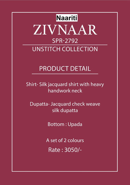 Zivnaar 2792 Naariti Silk Jacquard Pant Style Suits Wholesale Price