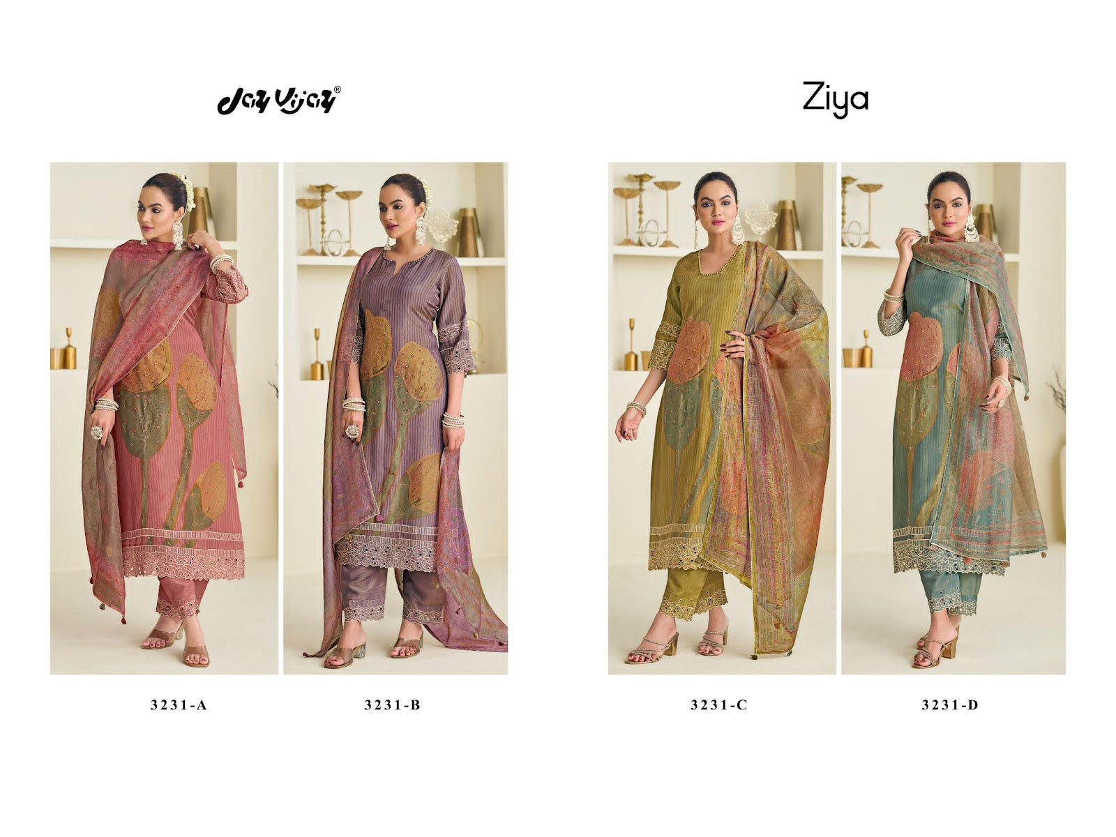 Ziya 3231 Jay Vijay Simmer Pant Style Suits Manufacturer India