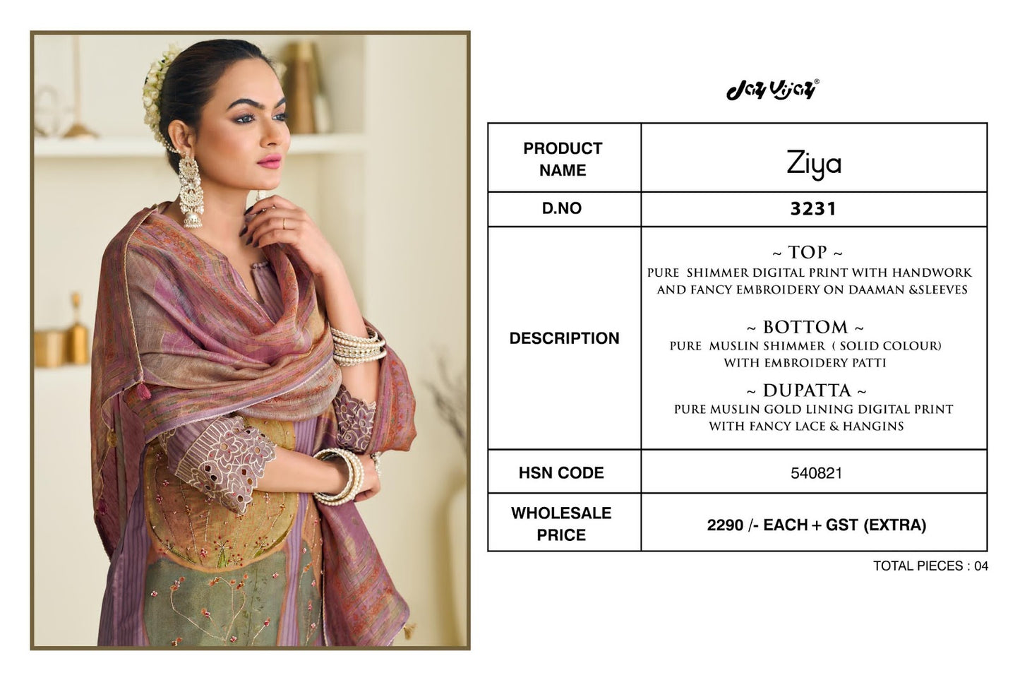 Ziya 3231 Jay Vijay Simmer Pant Style Suits Manufacturer India
