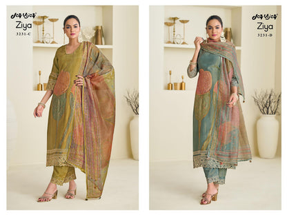 Ziya 3231 Jay Vijay Simmer Pant Style Suits Manufacturer India