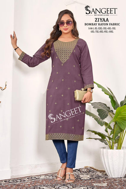 Ziyaa Sangeet Bombay Straight Cut Kurtis Wholesaler India