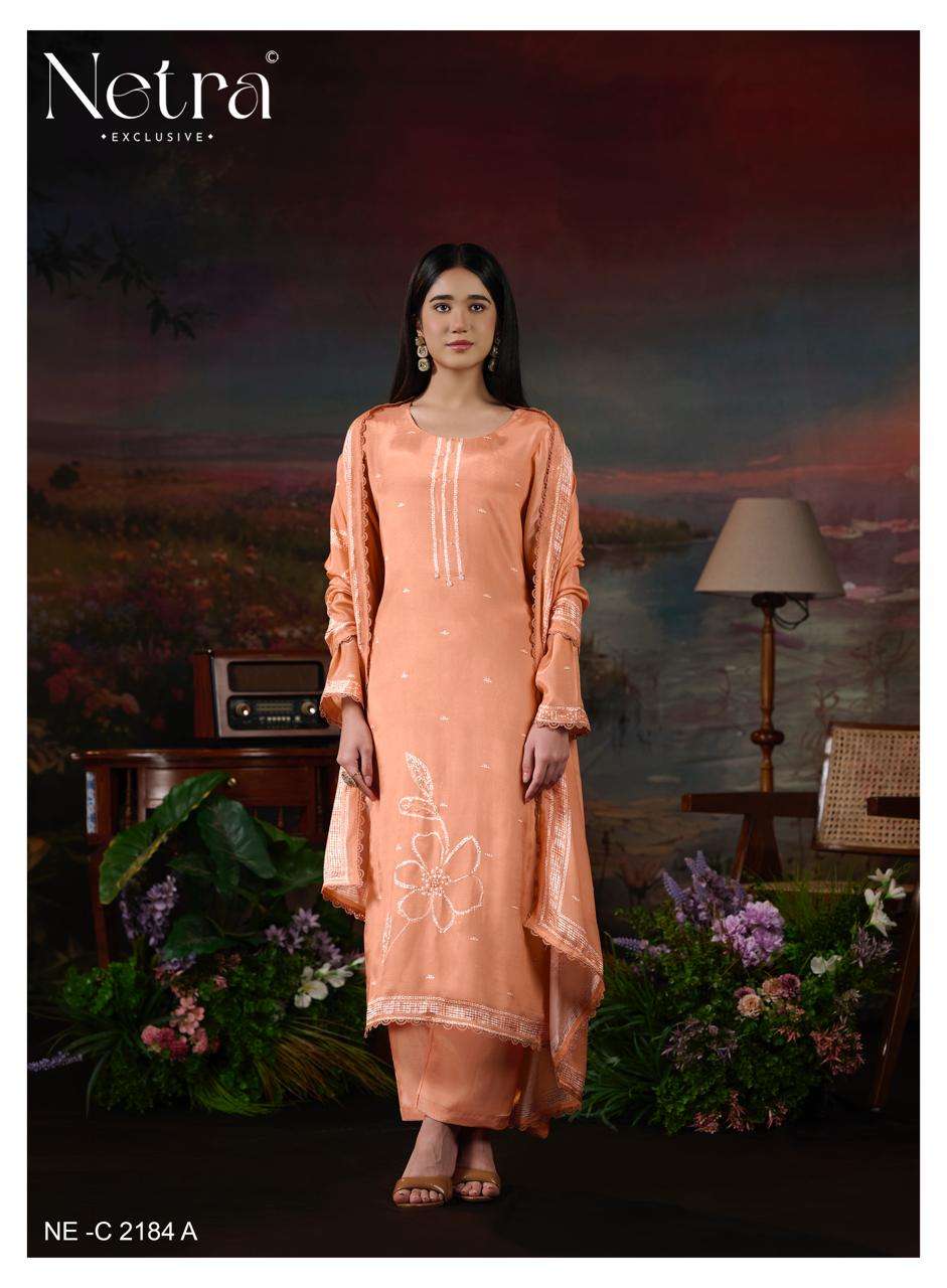 Ziyana Netra Bemberg Muslin Pant Style Suits Exporter Gujarat