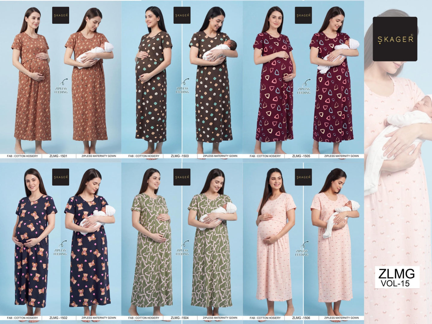 Zlmg Vol 15 Skager Cotton Feeding Night Gown Exporter Ahmedabad