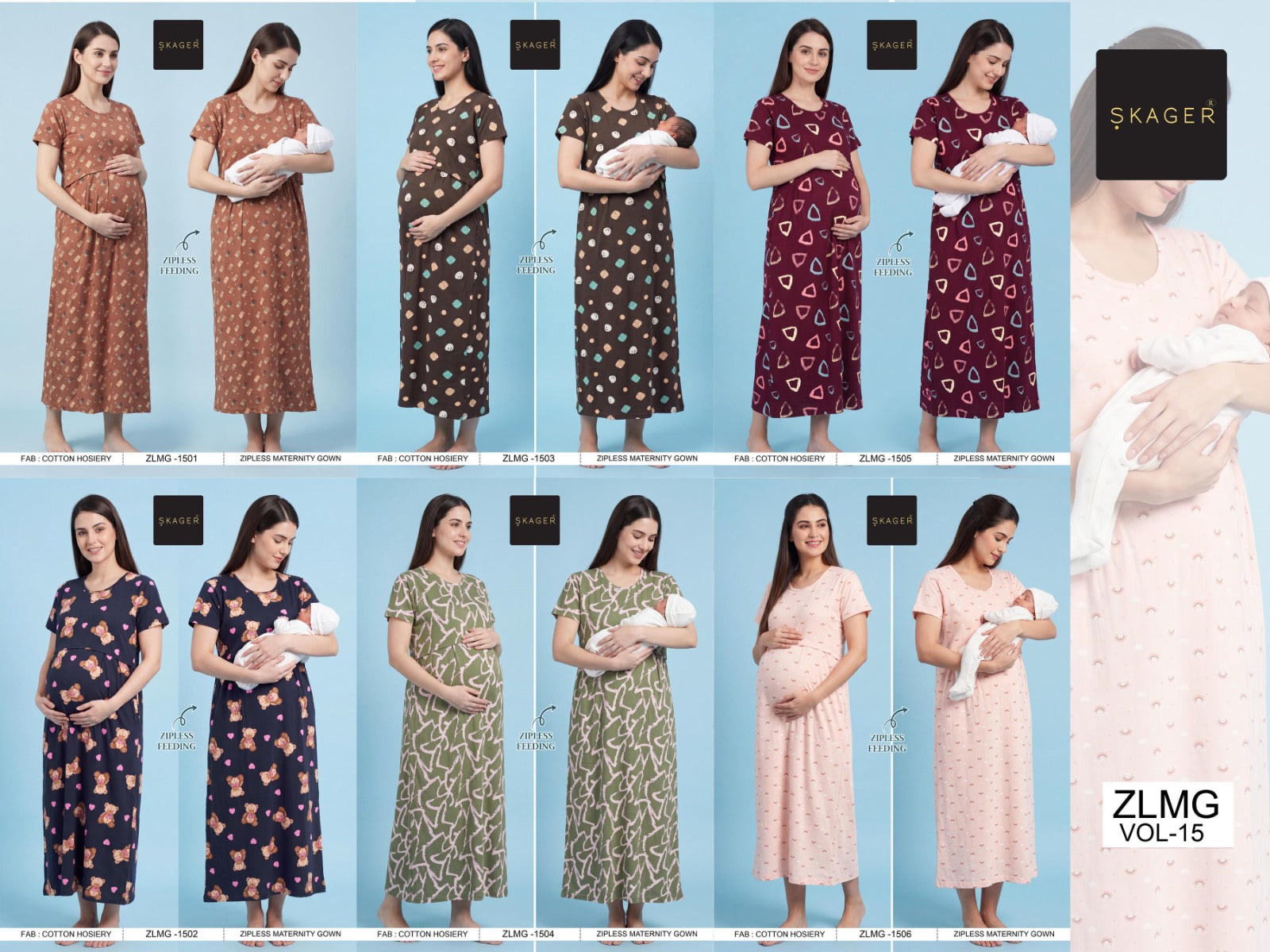Zlmg Vol 15 Skager Cotton Feeding Night Gown Exporter Ahmedabad