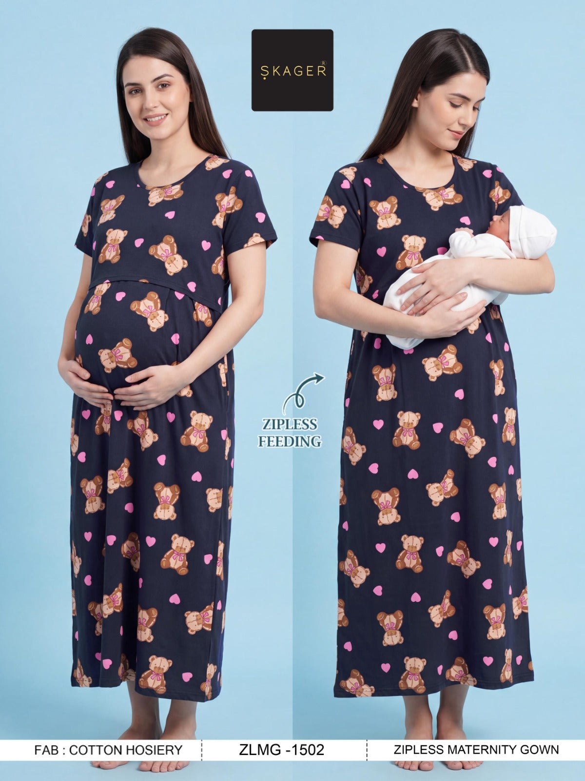 Zlmg Vol 15 Skager Cotton Feeding Night Gown Exporter Ahmedabad