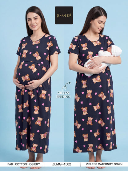 Zlmg Vol 15 Skager Cotton Feeding Night Gown Exporter Ahmedabad